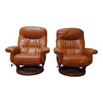 Pair of leather armchairs