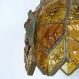 Brutalist Hammered Glass Chandelier by Longobard, Italy, 1970s