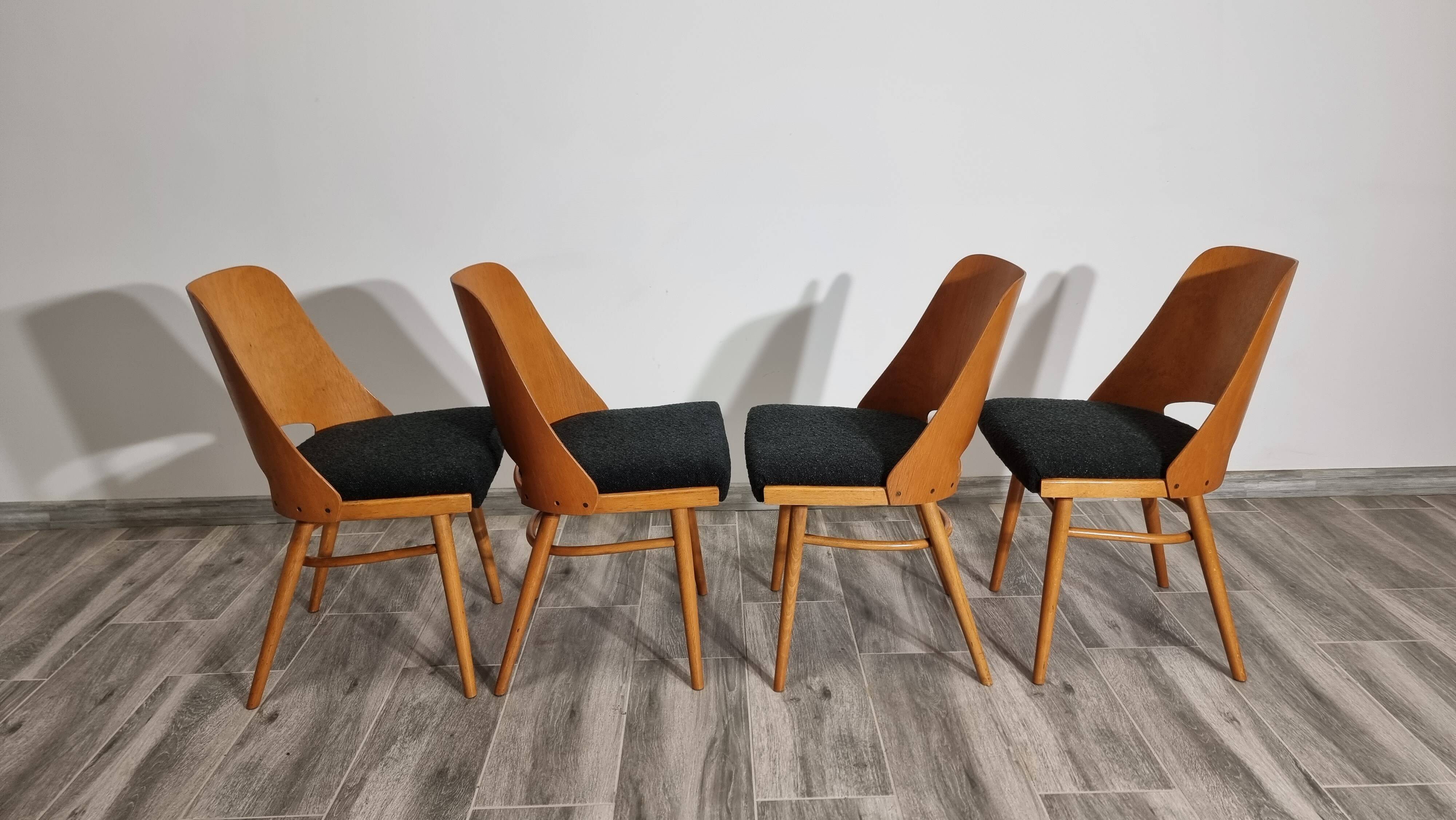 Dining Chairs by Radomir Hoffman for Ton, 1950s, Set of 4