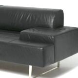 Poltrona Frau Quadra 3-seater black leather sofa