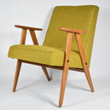 Fauteuil vintage polonais type 366 rénovation années 1960, moutarde
