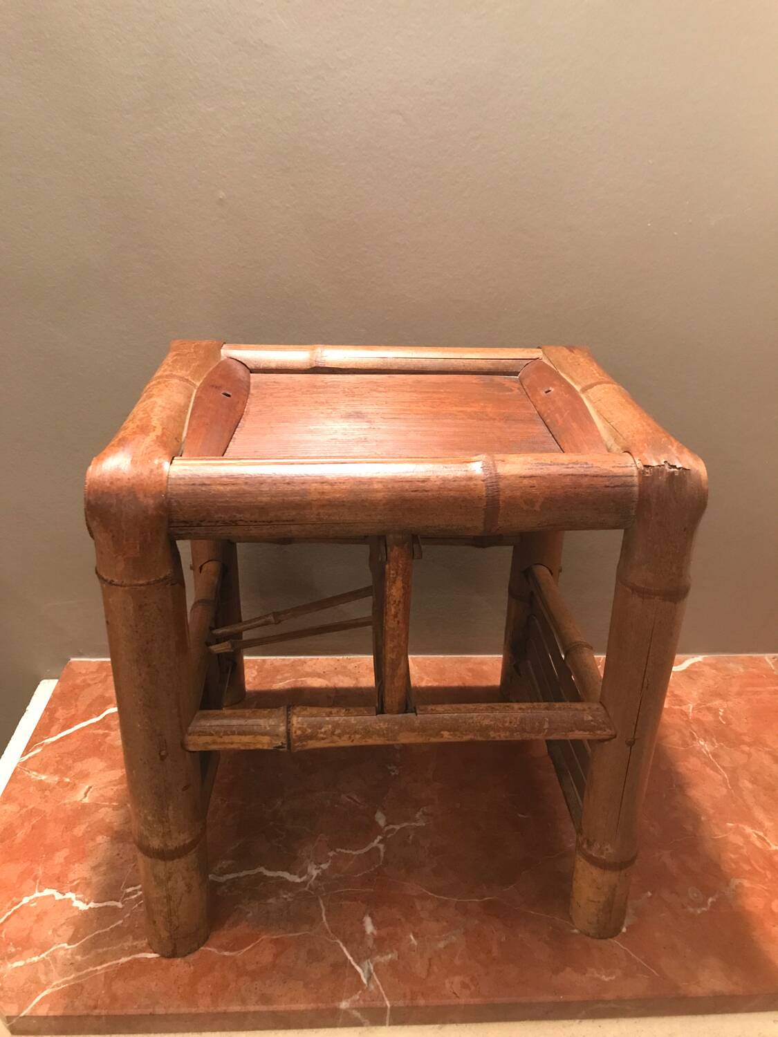 beau ancien tabouret bambou asiatique