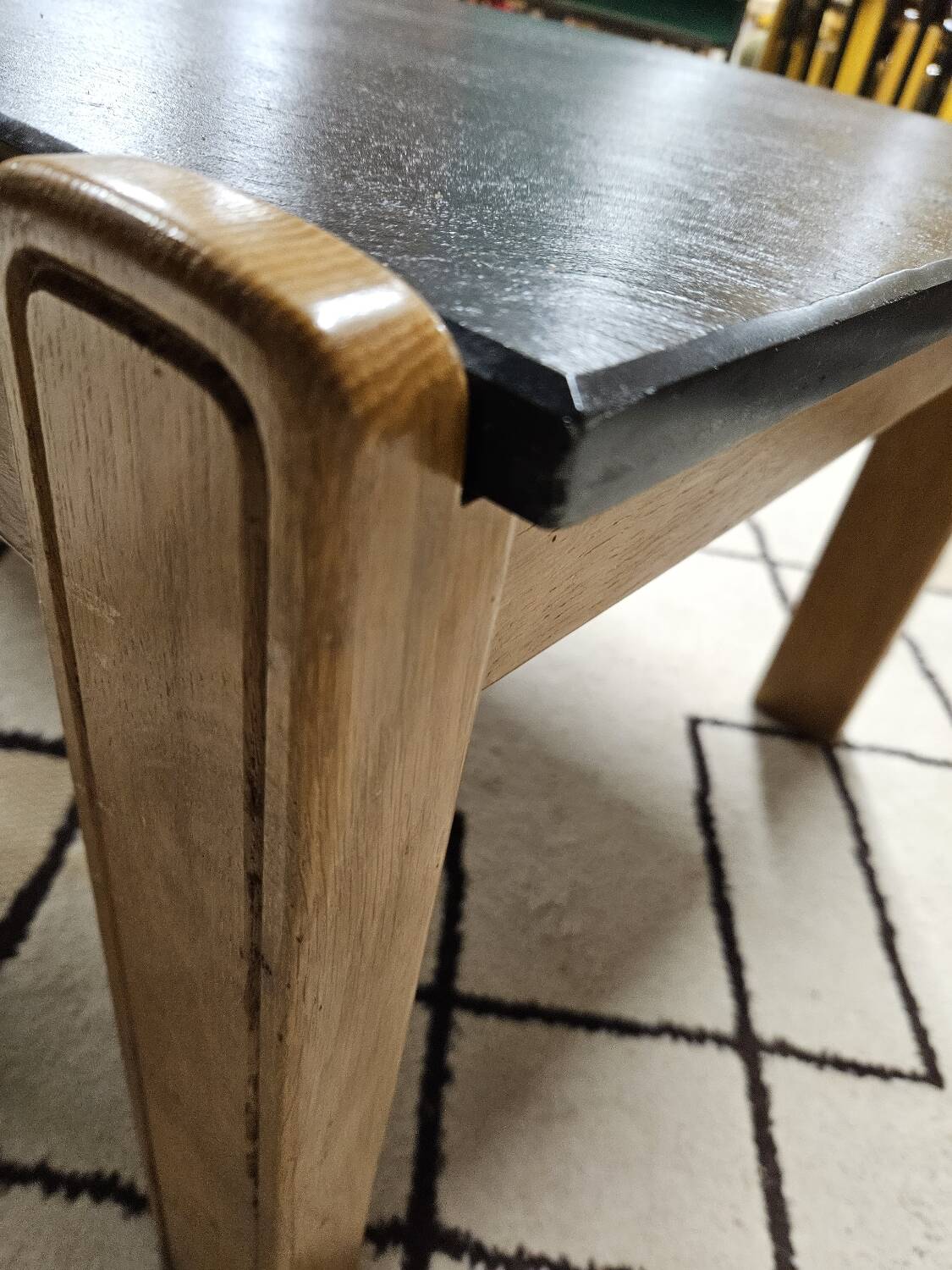 Vintage coffee table 1970" slate wood