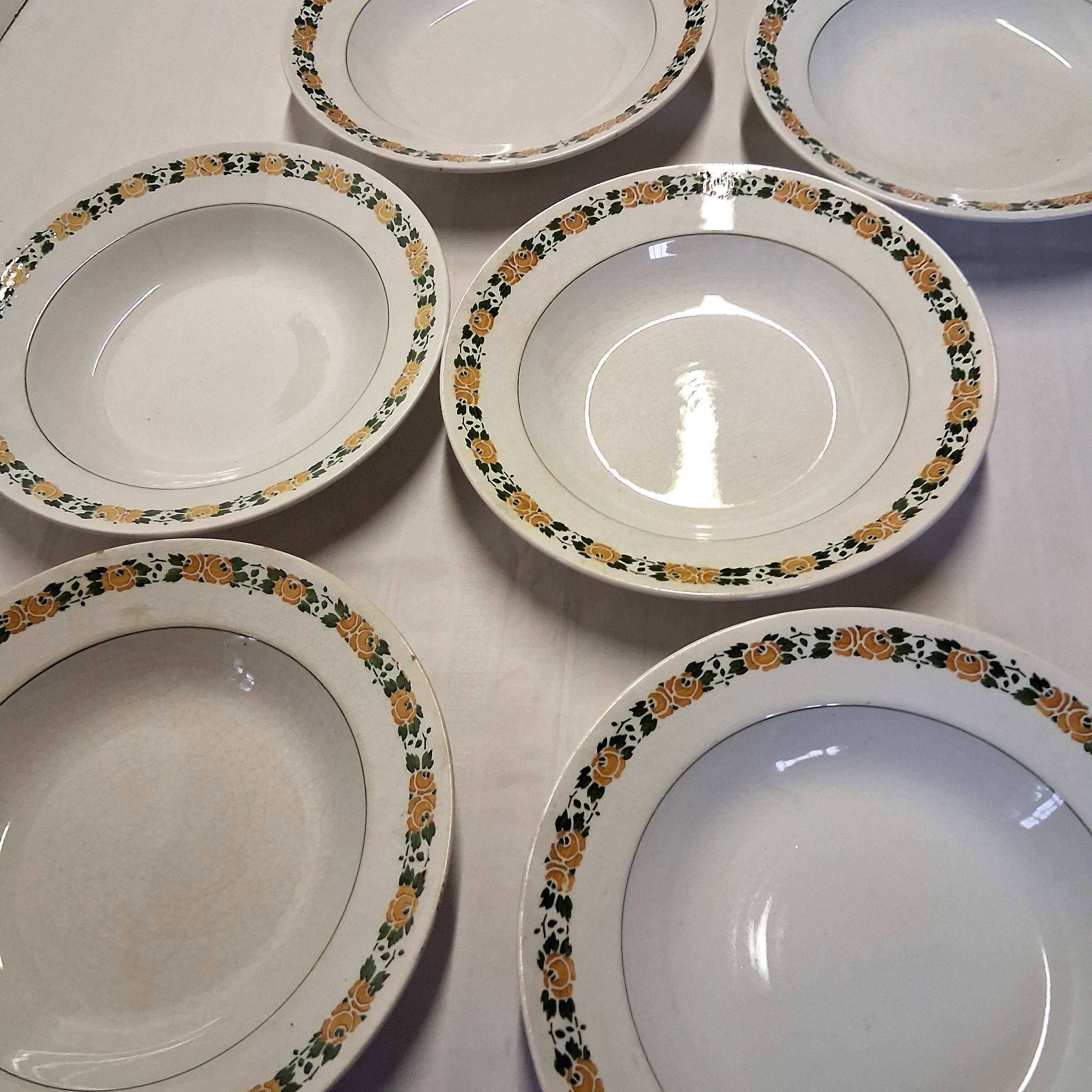 6 antique Villeroy & Boch soup plates in good condition