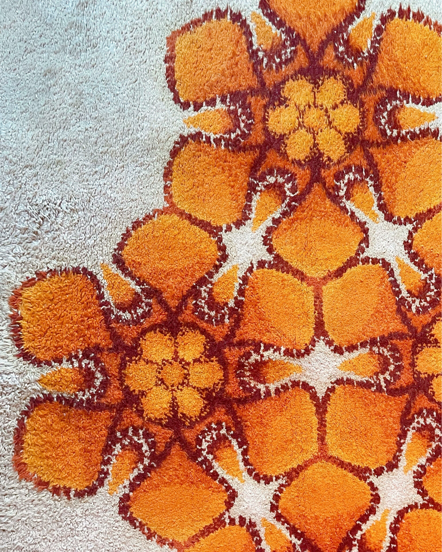 Grand tapis vintage original Flower power