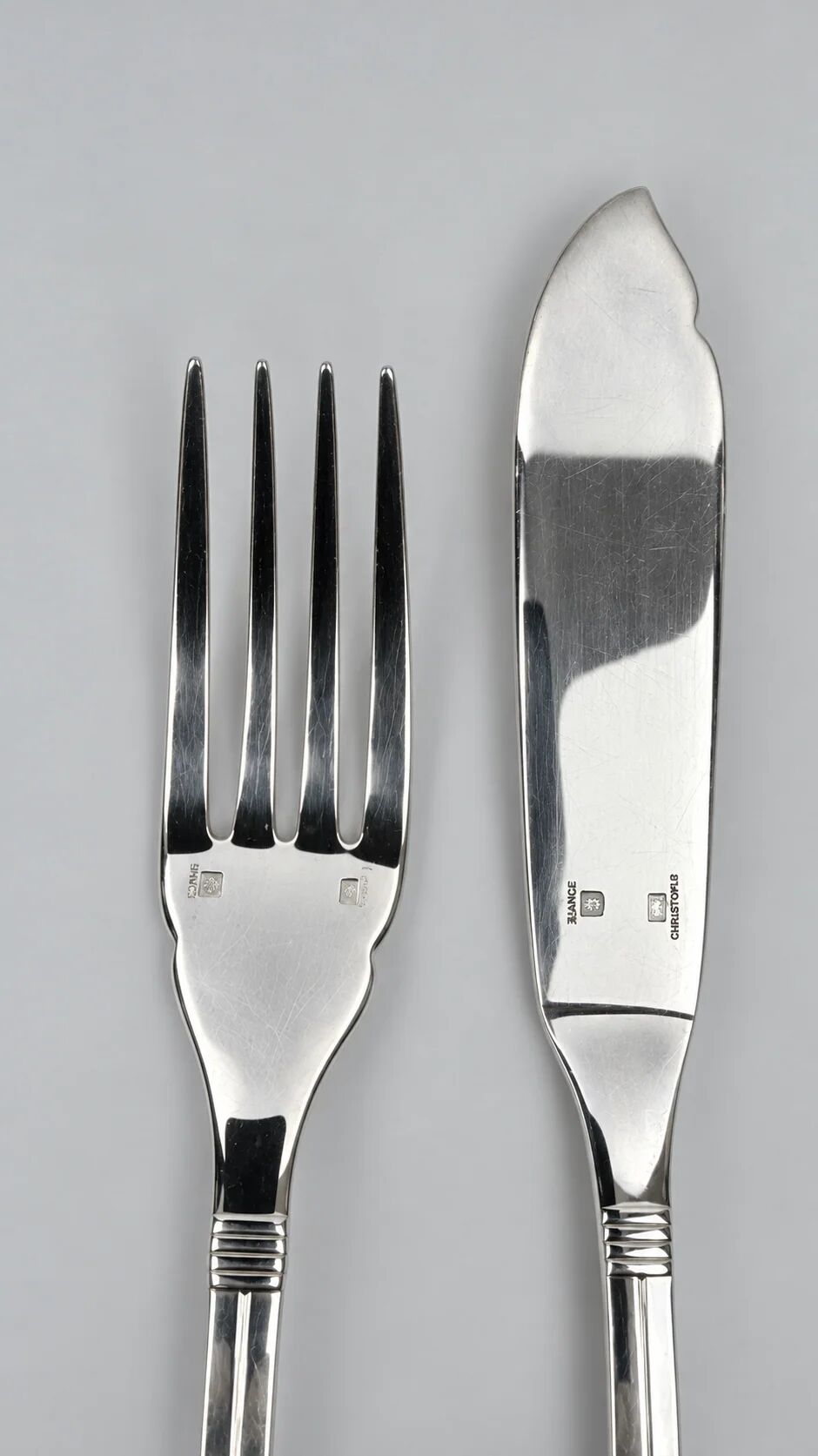Christofle Atlantide – 6 fish cutlery sets in silver-plated metal (12 pieces)