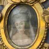 Large Mirror with Entwined Doves, Louis XVI, Gilded and Painted Wood, 18th Century