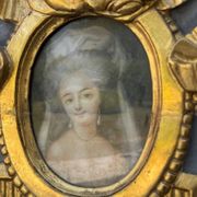 Large Mirror with Entwined Doves, Louis XVI, Gilded and Painted Wood, 18th Century