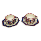 2 cups and saucers of Longwy