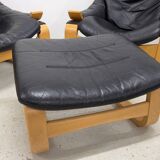 Swedish Kroken Lounge Chairs & Ottoman by Åke Fribyter for Nelo, 1970s