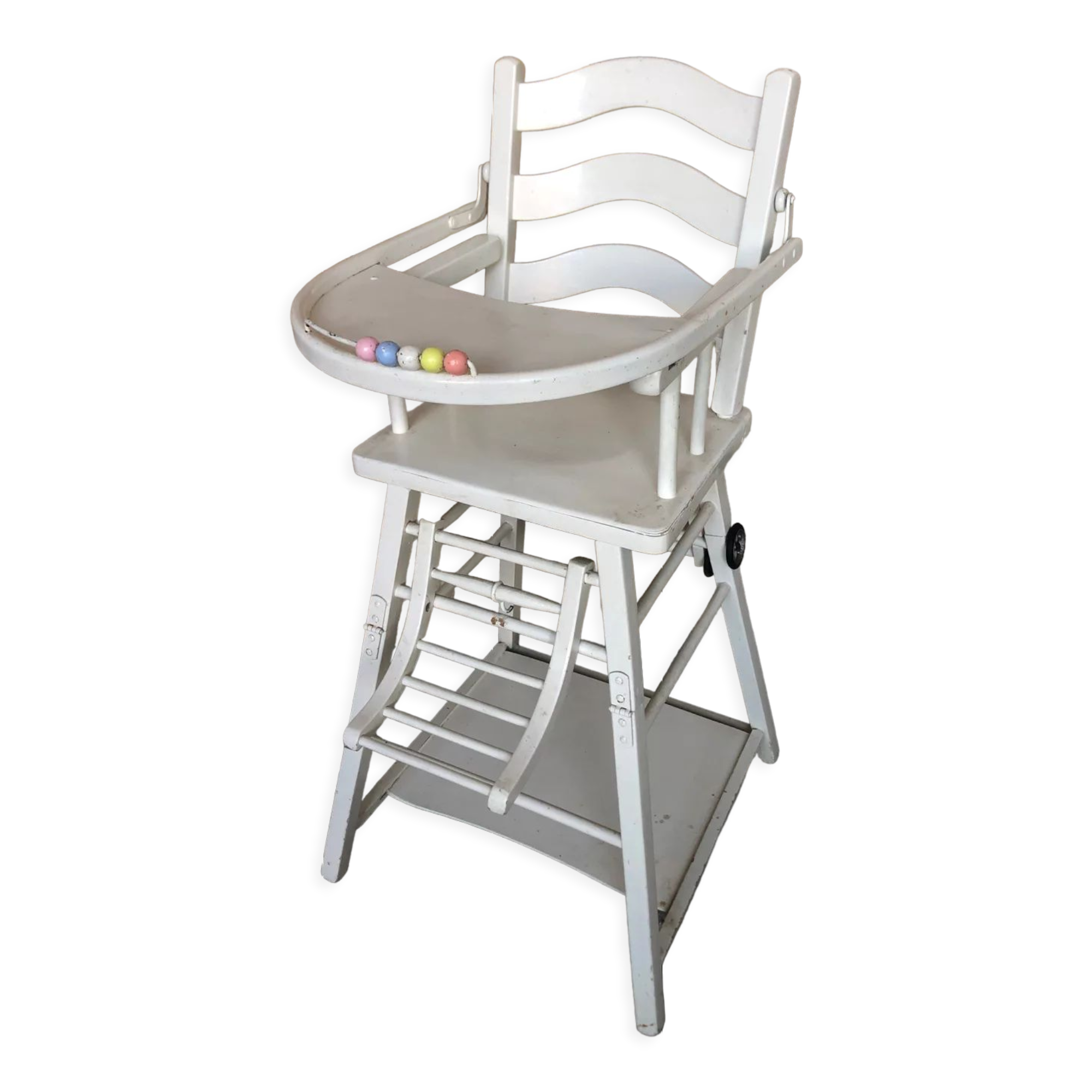 High chair bebe baumann vintage white wood