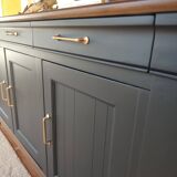 Pièce unique, Buffet/enfilade en bois massif 3 portes, 3 tiroir noir
