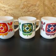 3 cups Mugs mobil 1972 designer Jean-Charles Meunier Arcopal editor
