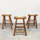 Brutalist vintage wooden curved bar stools