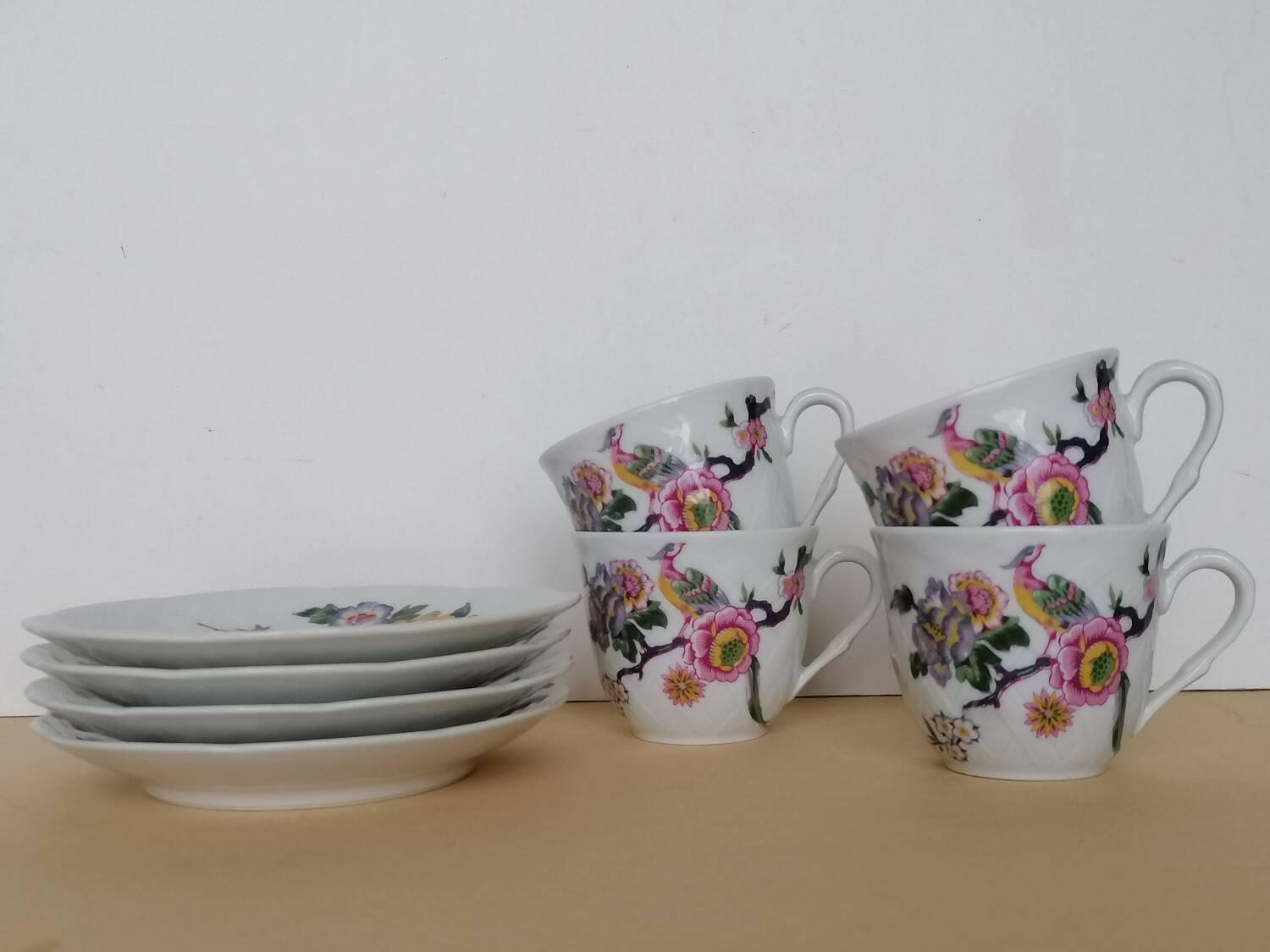 Bernardaud coffee service Limoges birds flowers