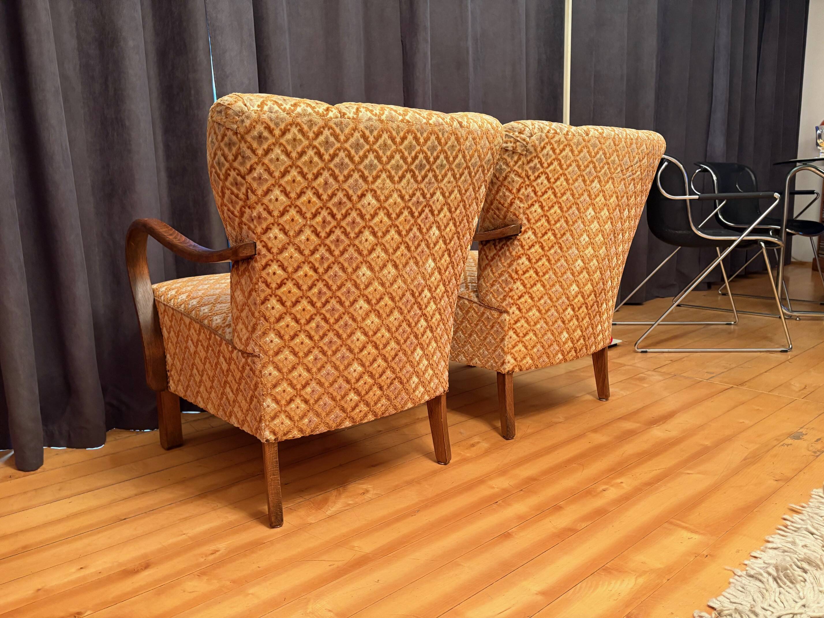 Pair of Art Deco Armchairs, 1940s