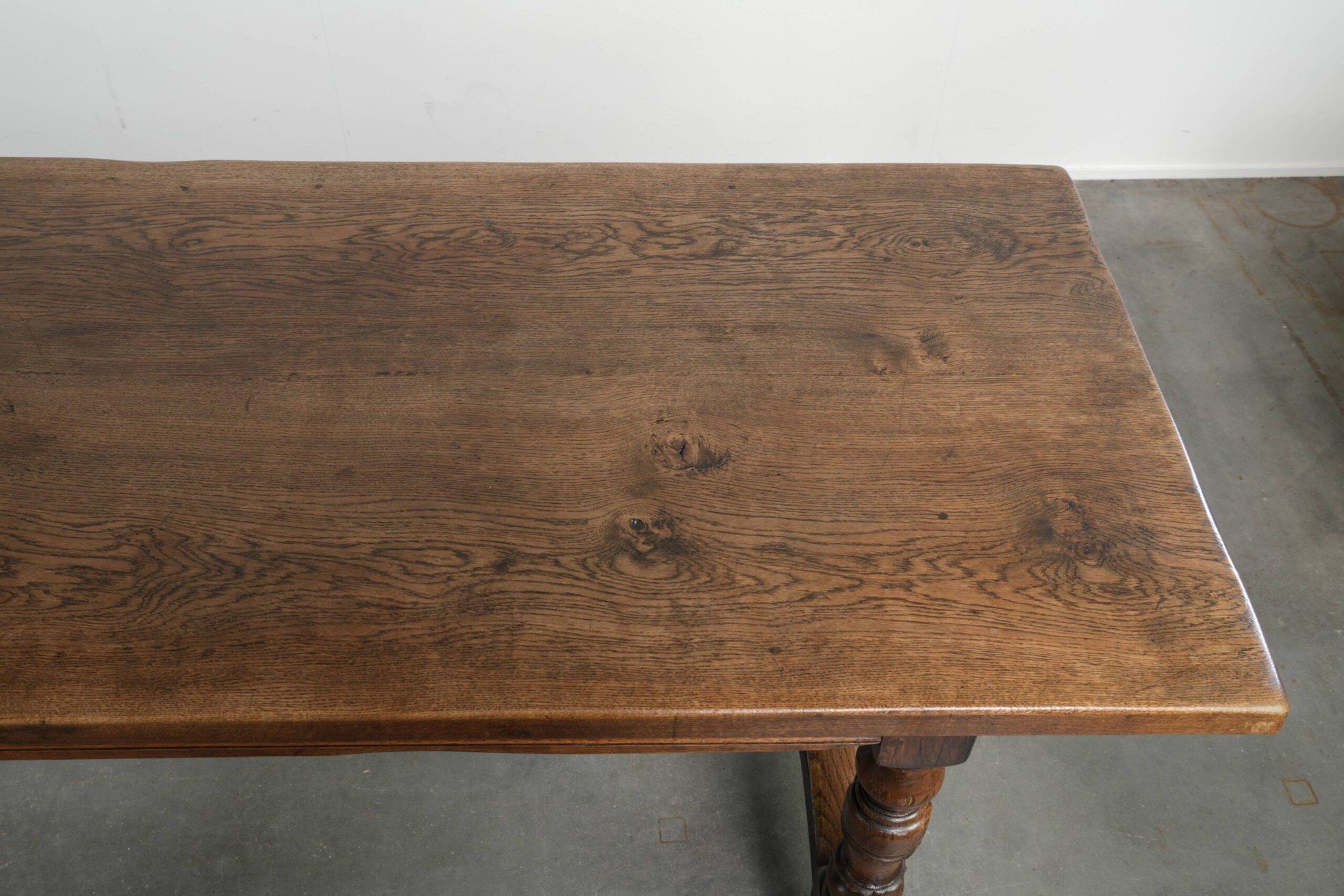 Large antique English oak farmhouse XXL dining table from the 19th century