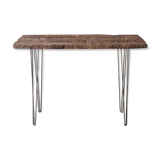 Wooden console, metal feet
