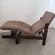 Old chaise longue wooden lounge chair Italian design from the 60s vintage