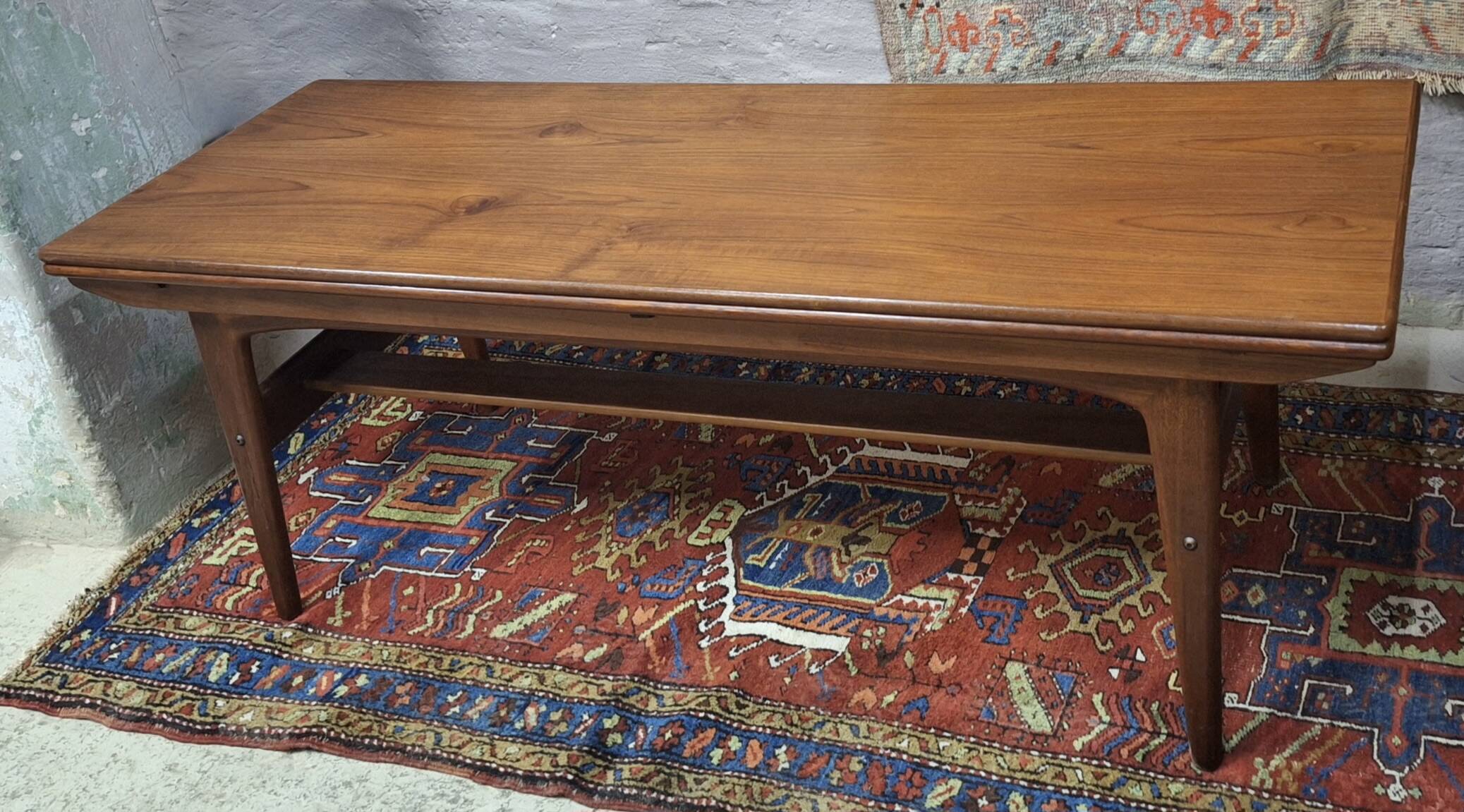 Metamorphic dining / coffee table in teak by Kai Kristiansen, Denmark 1960s