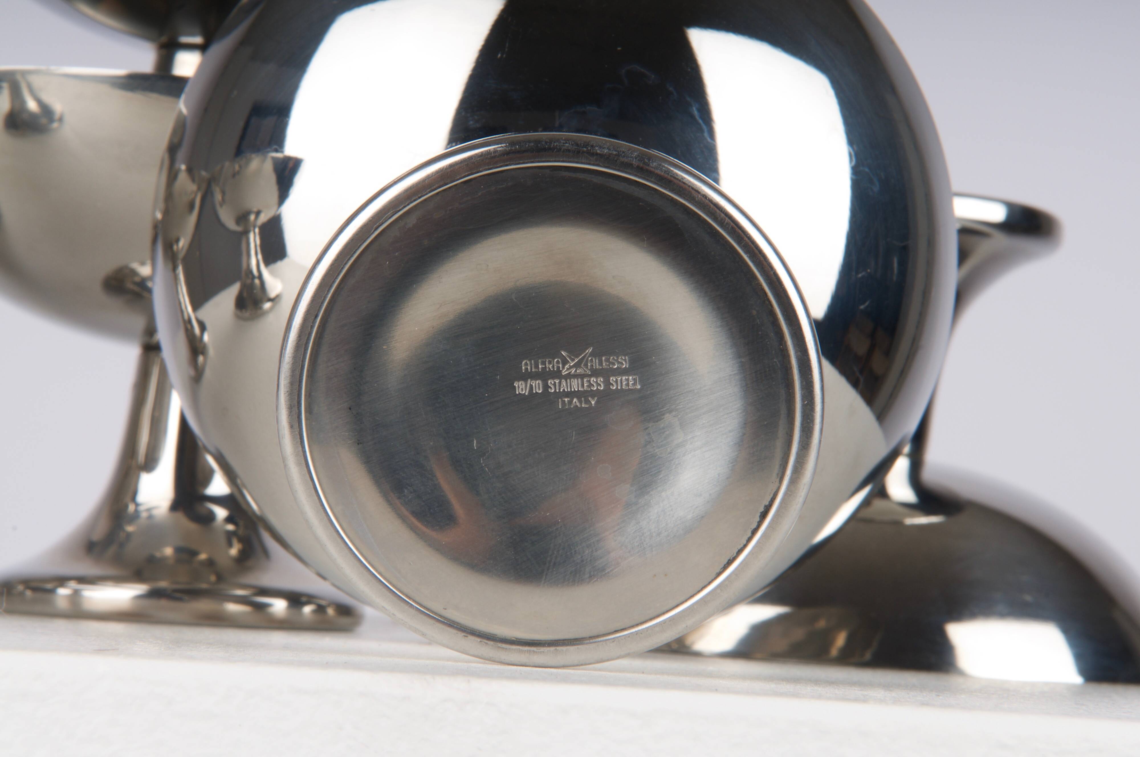 Set of 6 Alfra Alessi ice cream cups in 10/18 stainless steel