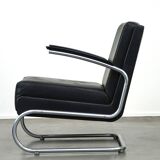 Vintage brown leather Bauhaus design armchair by Ahrend de Cirkel from the 1950s
