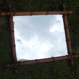 Old turned wood mirror, bamboo imitation.
