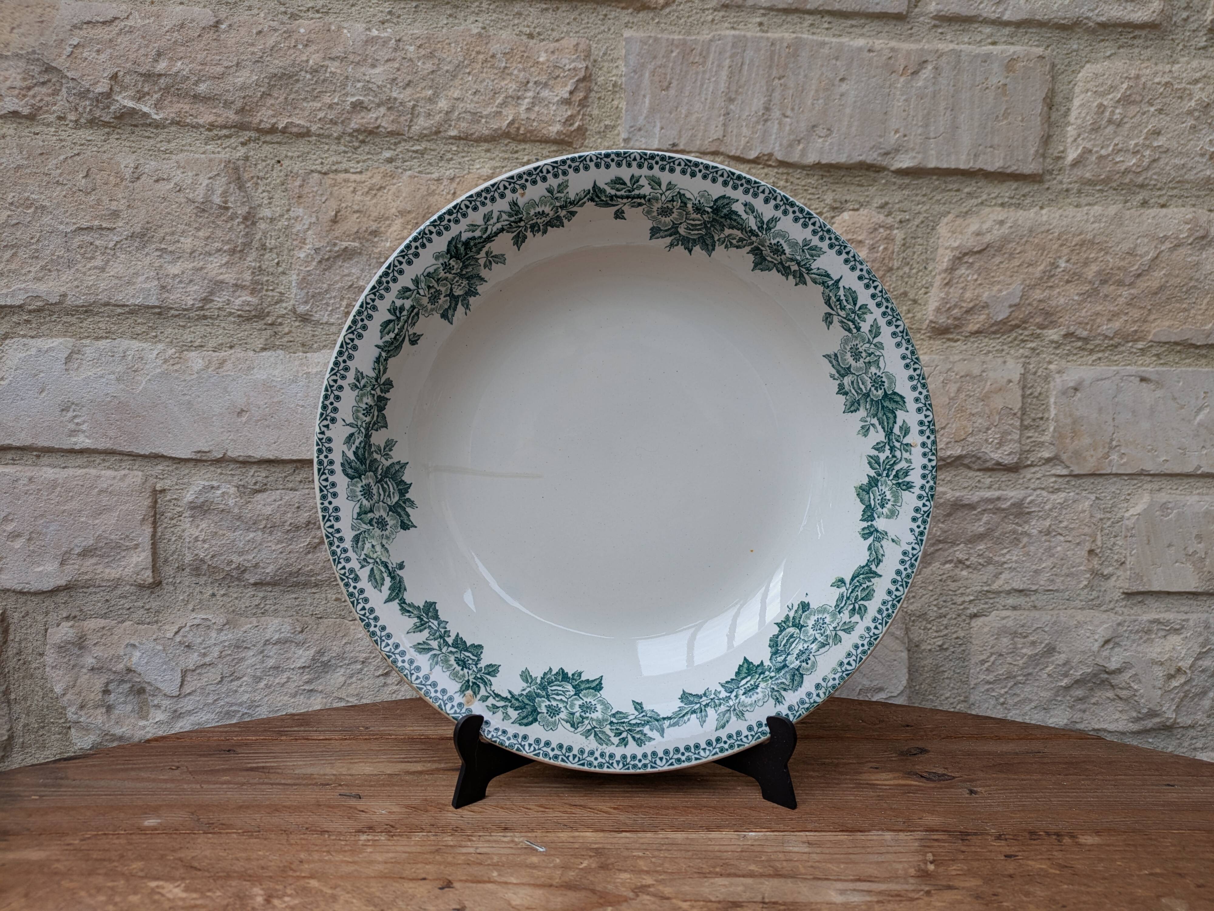 Old hollow round serving dish plate Guadeloupe Saint Amand model