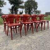 8 mahogany bistro chairs, 50s/60s