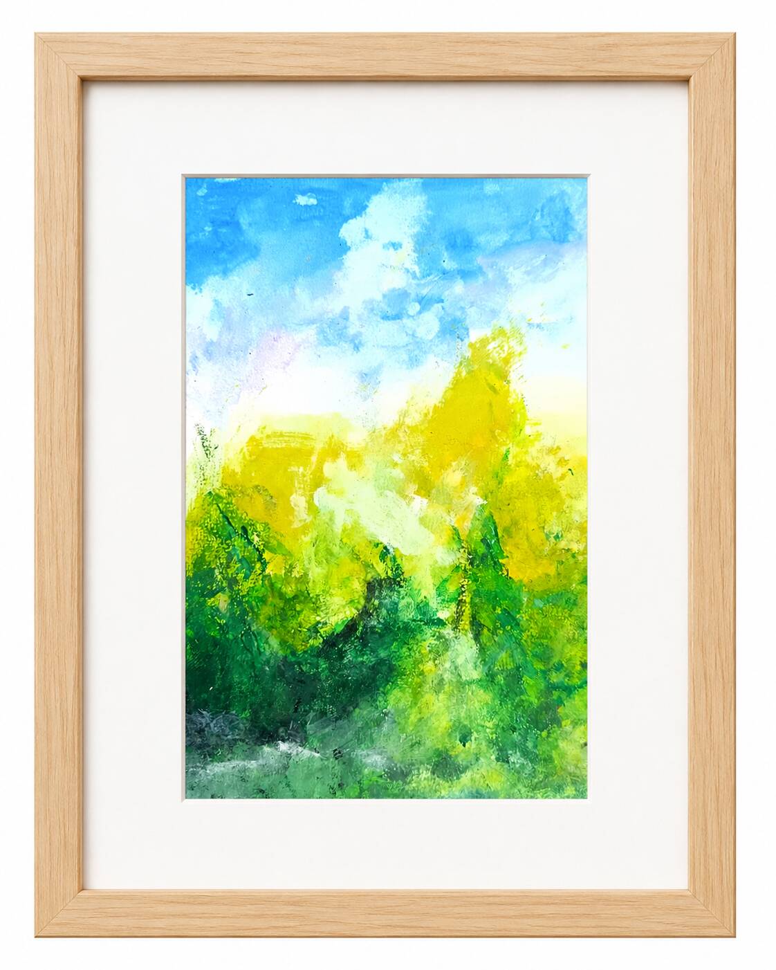 Original abstract painting – bright landscape – 15.5 x 24 cm