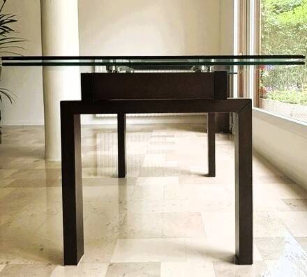 Design dining table - MIO Edition - extendable glass & wood