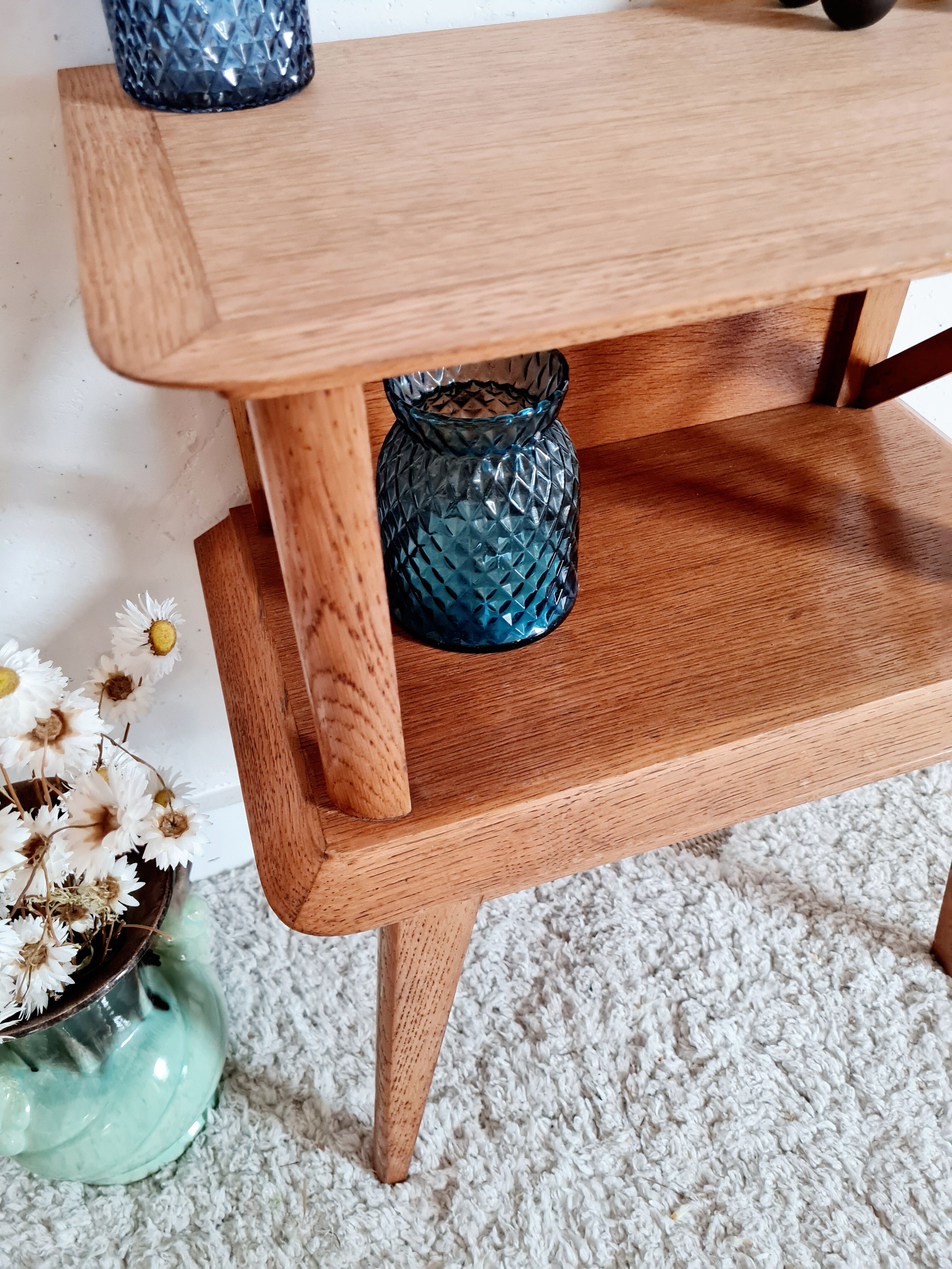 Oak bedside feet compass 50s