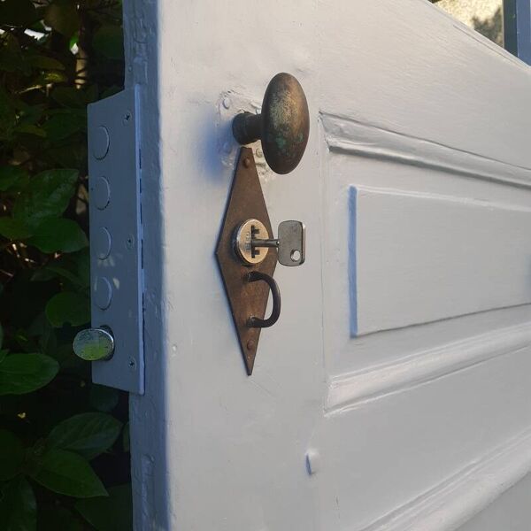 Porte d’entrée ancienne chêne vitrée H209xL116cm XVIII° serrure multi point