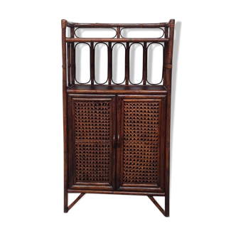 Buffet vintage bois et cannage rotin