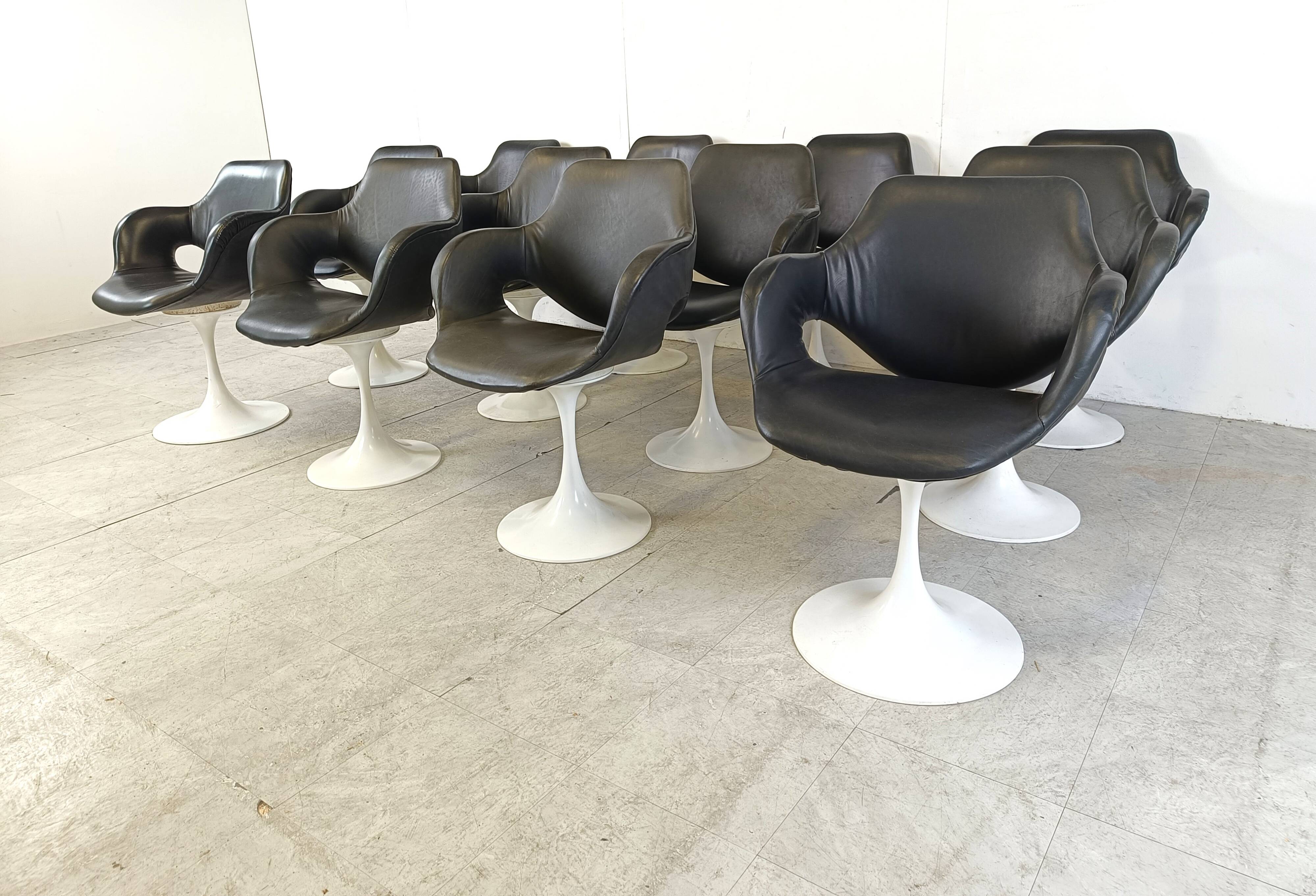 Vintage Euro FV tulip dining chairs set of 12 -  1970s