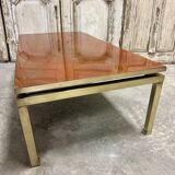Guy Lefèvre coffee table for Maison JANSEN, imitation lacquer top, circa 1970.
