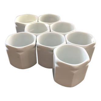 Set of 8 porcelain dessert pots