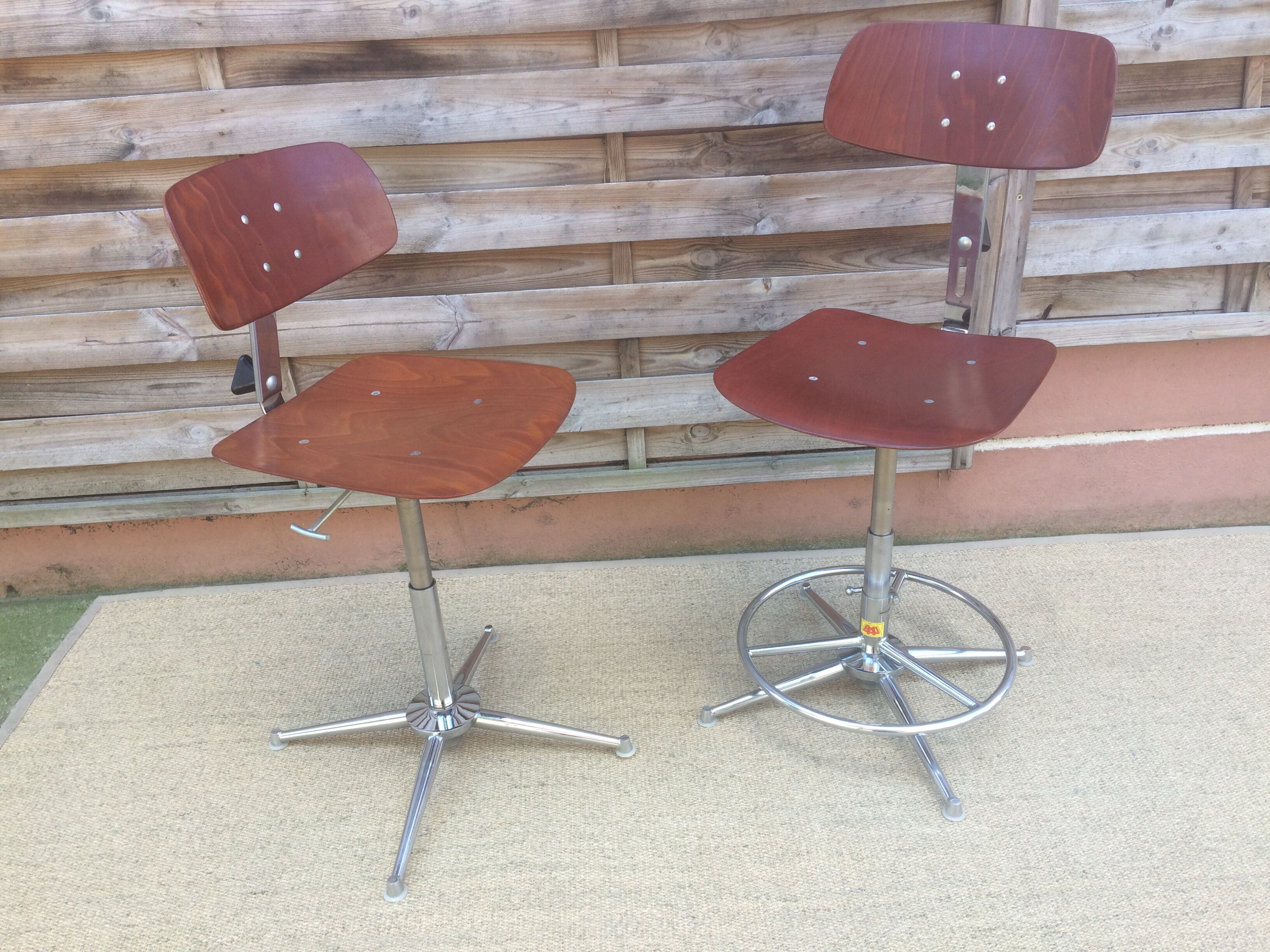Chaise de bureau  bao pagholz vintage 60 pivotante & télescopique tbe