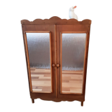 Handcrafted wooden doll cabinet, vintage French 50s