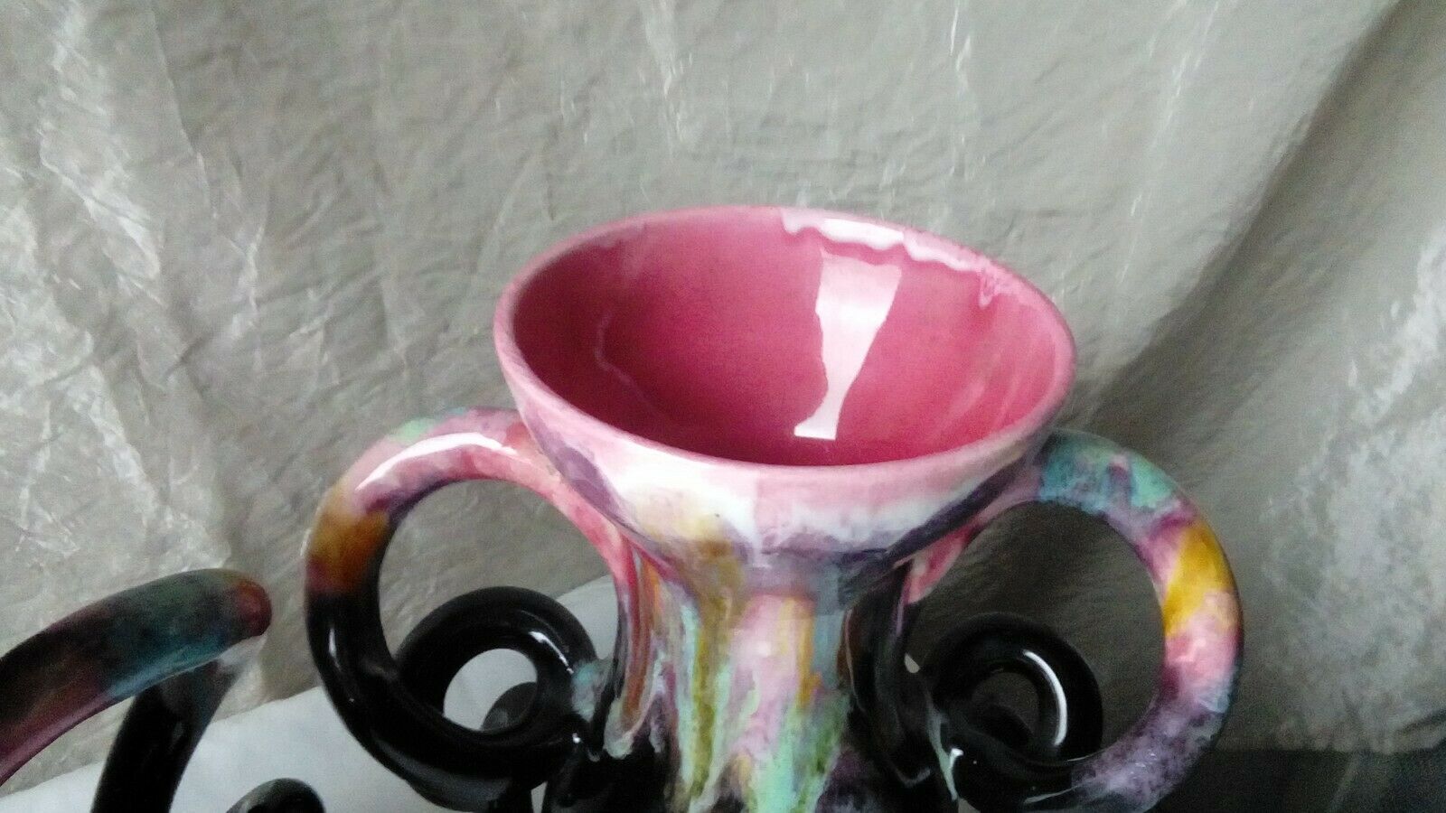 Pair of vintage vases in twisted ceramic