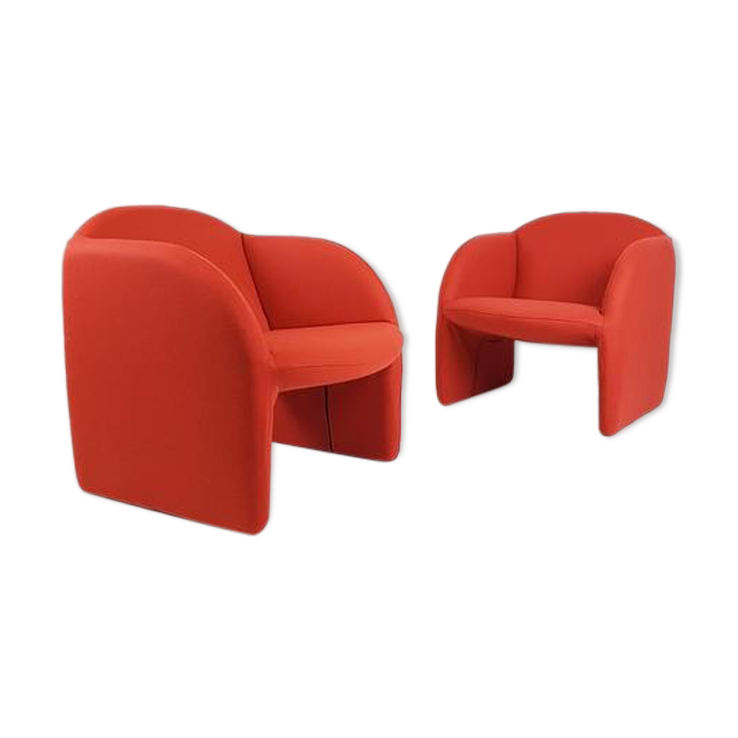 Set de 2 fauteuils Artifort Ben en tissu rouge brique Ploeg