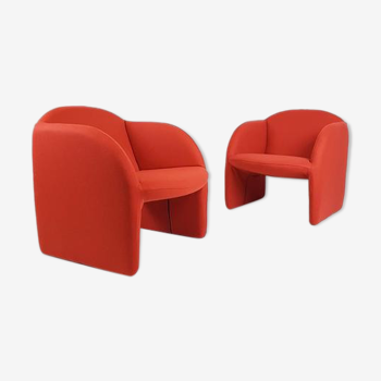 Ensemble de 2 fauteuils Artifort Ben en tissu rouge brique Ploeg