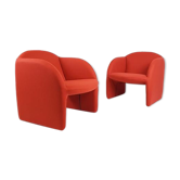 Ensemble de 2 fauteuils Artifort Ben en tissu rouge brique Ploeg