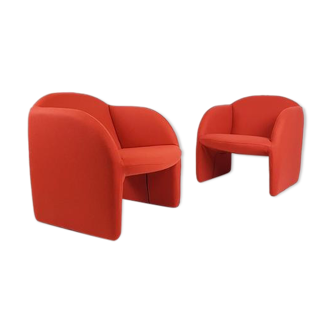 Set de 2 fauteuils Artifort Ben en tissu rouge brique Ploeg