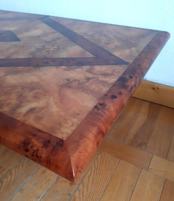 Table basse bar en loupe d'orme 1970