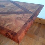 Table basse bar en loupe d'orme 1970