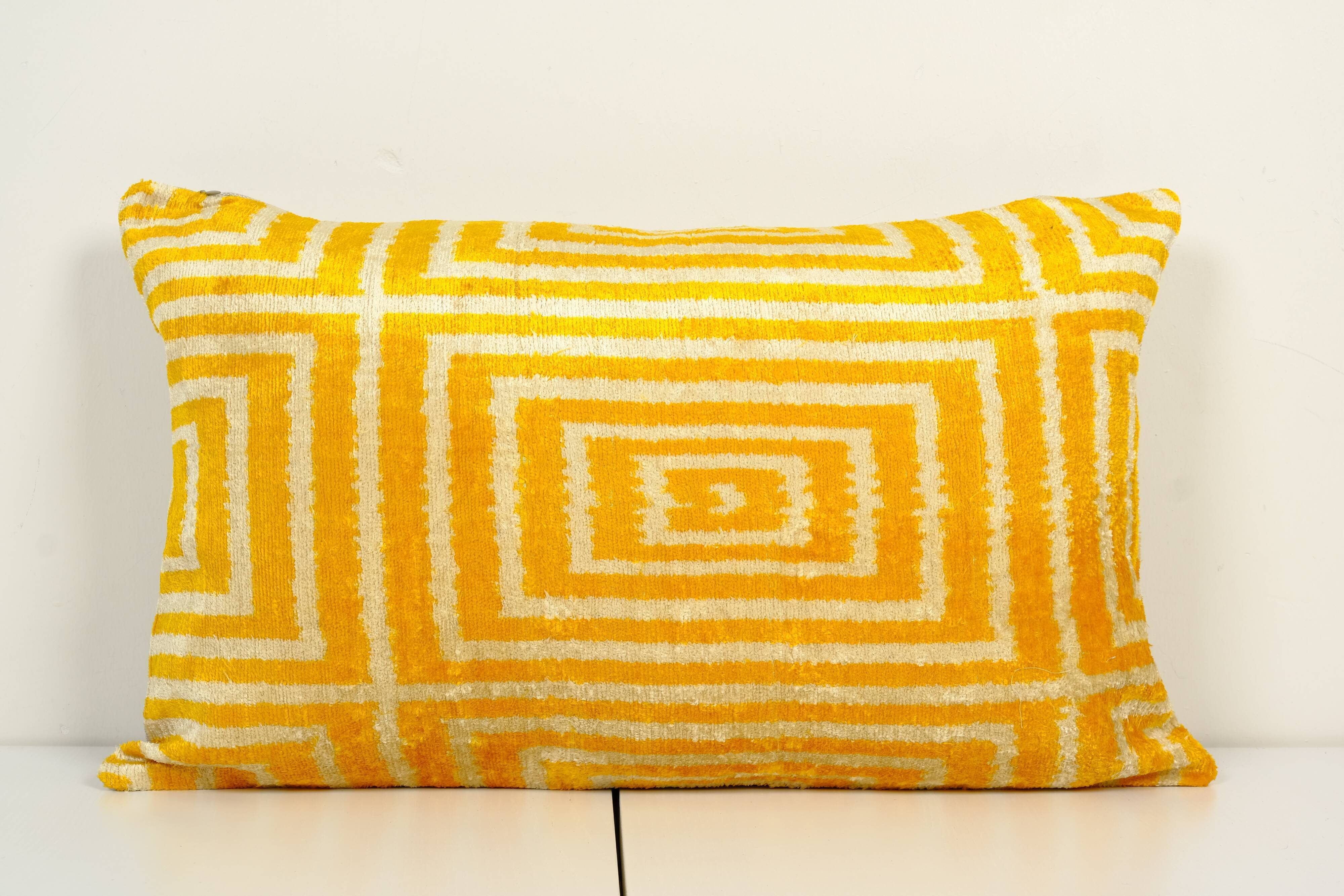 Silk ikat velvet pillow