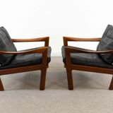 Paire de fauteuils noir par Illum Wikkelsoe pour Niels Eilersen, Danemark