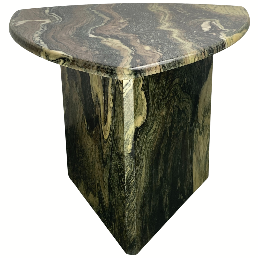Cipollino marble kidney oval side table, Italy