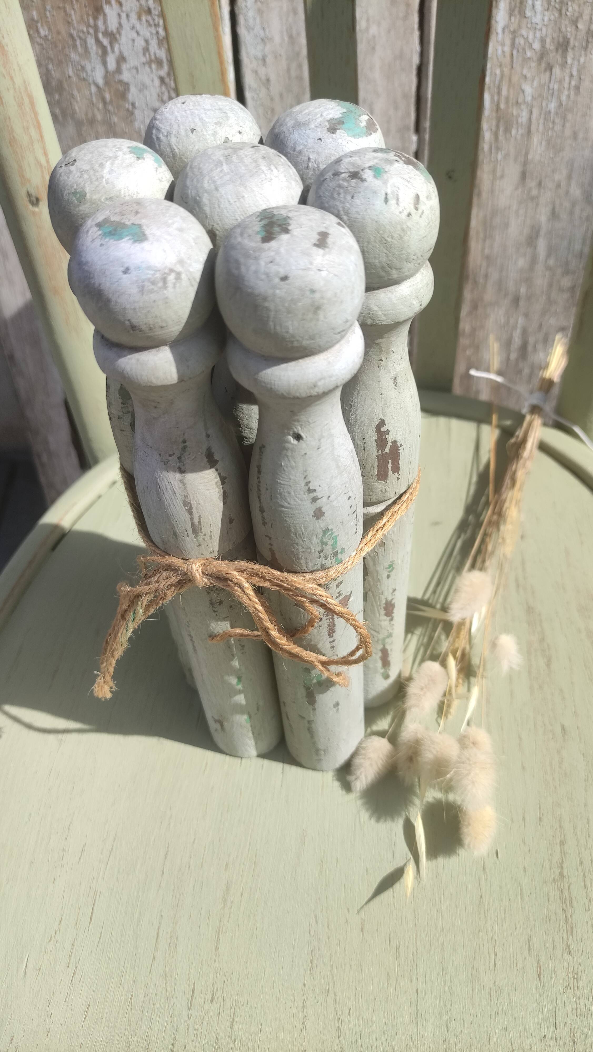 Jeu de quilles vintages en bois patiné